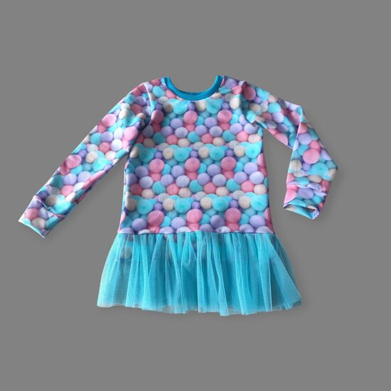 Pagarināts džemperis -tunika ar tillu "Bumbuļi"